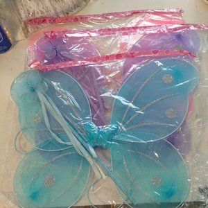 Halloween Angel Or Fairy Wings And Wand Pink, Blue Or Purple